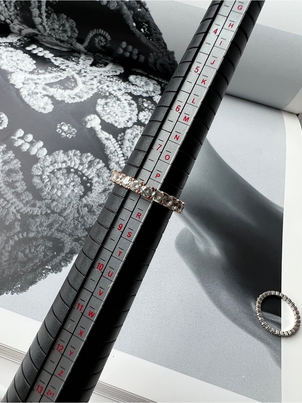 Diamond Stud Eternity Bands Stackable Rings - Picture 6 of 7